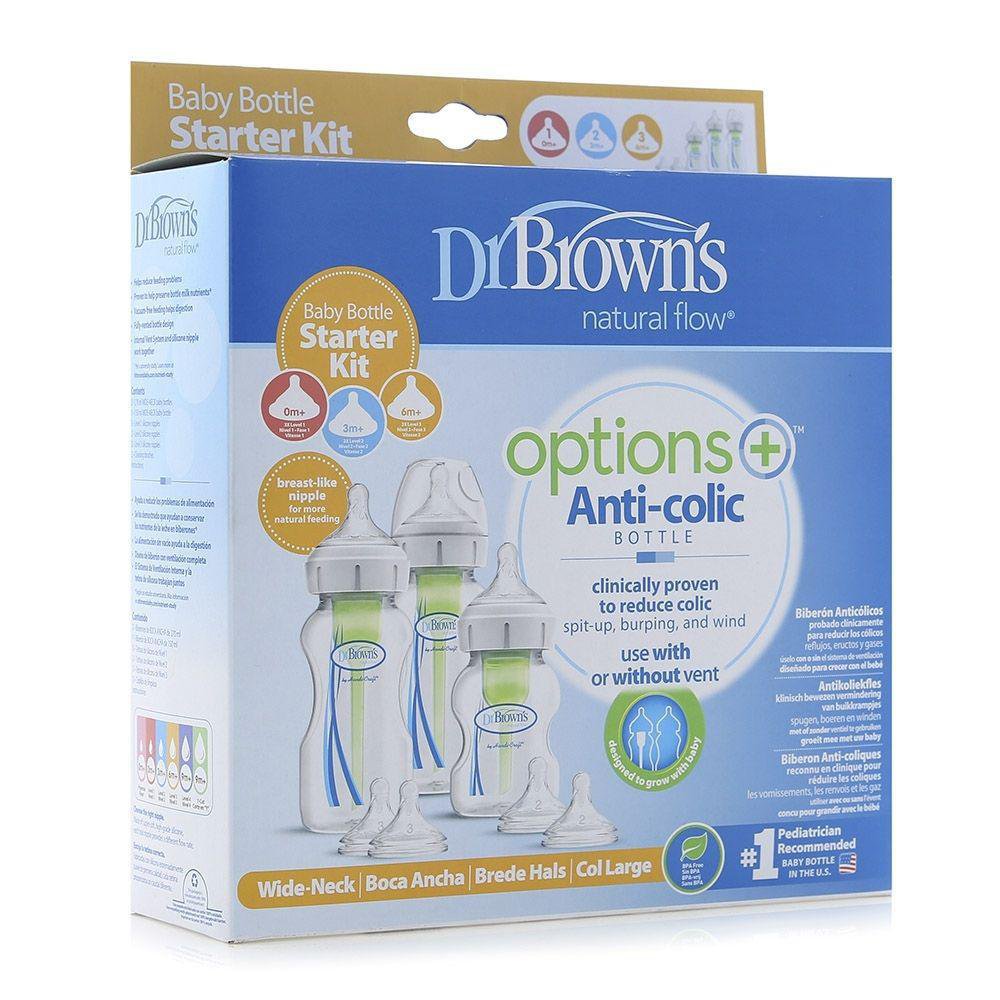 Set de Pachas de Recién Nacido Options+ Anticólicos con Boca Ancha Kit de Inicio Pachas An…