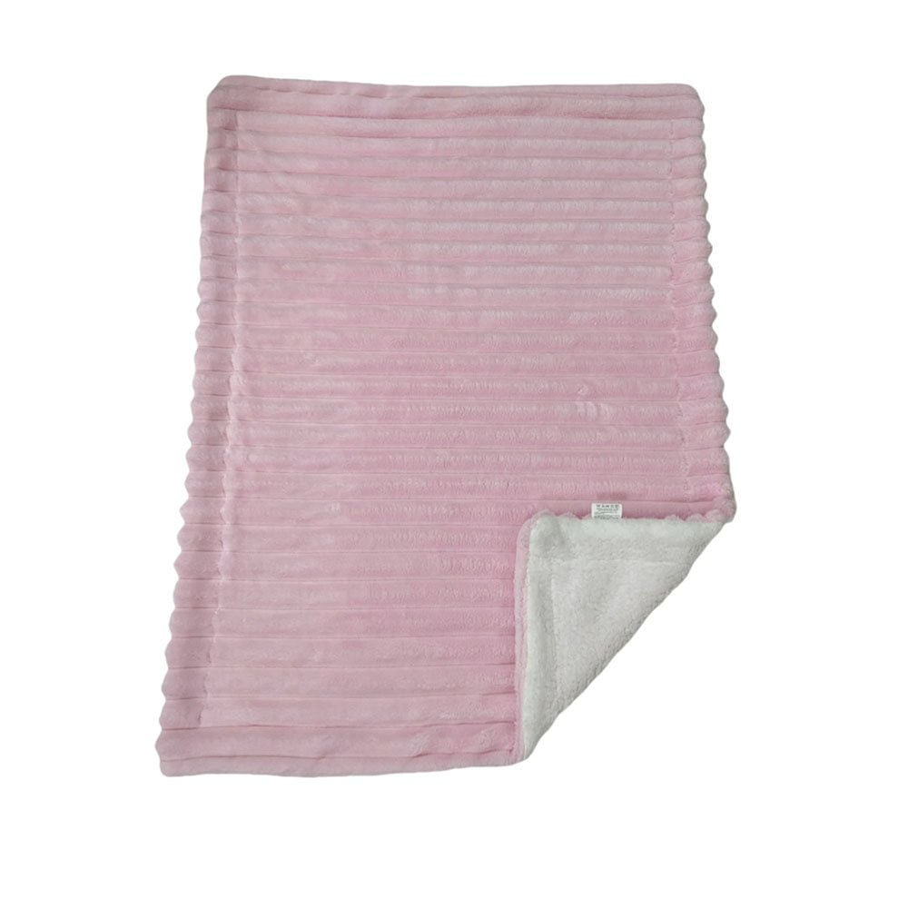 Frazada de Poliéster Acanalada Rosada para Bebé con Reverso Suave 75 x 100 Cm
