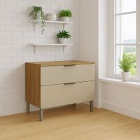 Gabinete Beige con Cajones y Patas Metálicas
