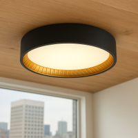 Plafón LED Redondo Negro con Interior Dorado