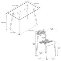 Set de Comedor de Vidrio Mariana para 4 Personas - Zmobili