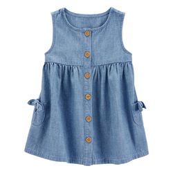 Vestido de Tela Chambray Azul - Varias Tallas