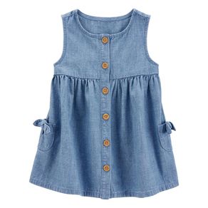 Vestido de Tela Chambray Azul - Varias Tallas