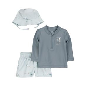 Traje de Baño 3 Pzas Azul Estampado - Varias Tallas