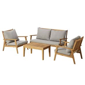 Set Exterior 4 Piezas Acacia Zamora con Cojines