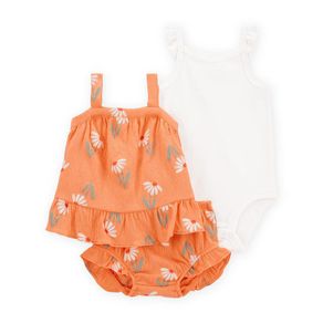 Vestido Floral Naranja - Varias Tallas
