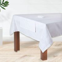 Camino-De-Mesa-Blanco-Diseño-De-Flores---Viva-Varios-Tamaños