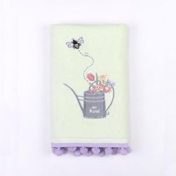 Toalla-de-Manos-Verde-con-Bordado-Diseño-Abeja