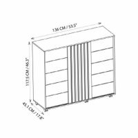 Gavetero Barb Café y Blanco de 5 Gavetas 136x45x118 Cm - Zmobili