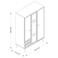 Armario De 3 Puertas Blanco Y Rosa De 132X61X204 Cm - Zmobili