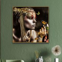 Cuadro-Mujer-Decorada-con-Mariposas-100X100-Cm-con-Marco