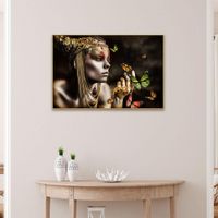 Cuadro-Mujer-Decorada-con-Mariposas-120X80-Cm-con-Marco