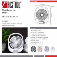 Ventilador de Mesa con Luz LED 7 Plg Colores Surtidos - Rosthal