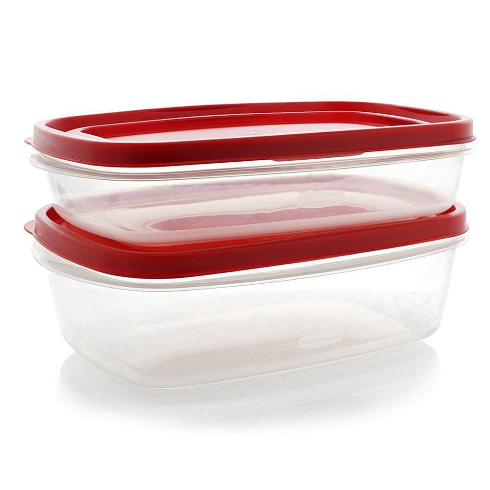 Set de Contenedores Rectangulares de 5.5 y 8.5 Tazas Color Rojo