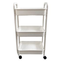 Organizador de Plástico Blanco 3 Niveles con Ruedas