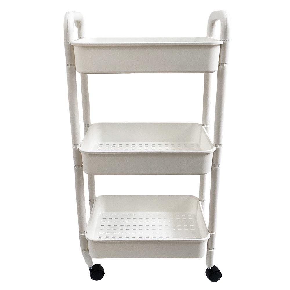 Organizador de Plástico Blanco 3 Niveles con Ruedas
