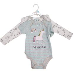 Set de Bodysuit Diseño Unicornio para Bebé 2 Pzas