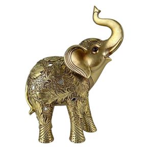 Figura Decorativa de Elefante Dorado