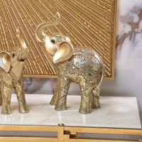 Figura Decorativa de Elefante Dorado 35?Cm