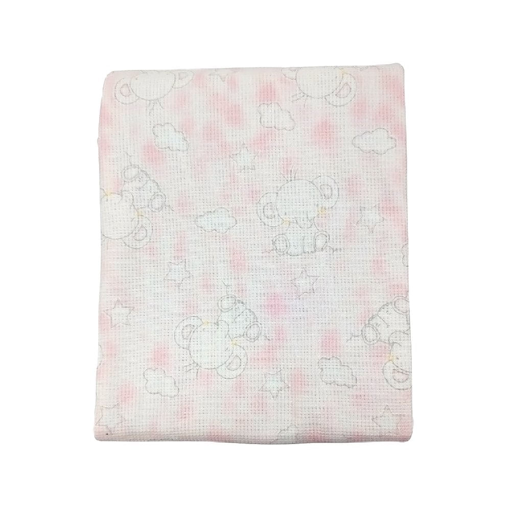 Frazada Waffle para Bebé con Diseño Elefante Rosado 75 x 100 Cm