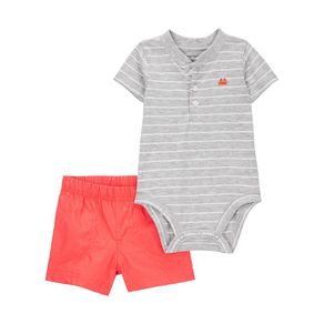 Set de Body Gris con Short Naranja para Niño - Varias Tallas