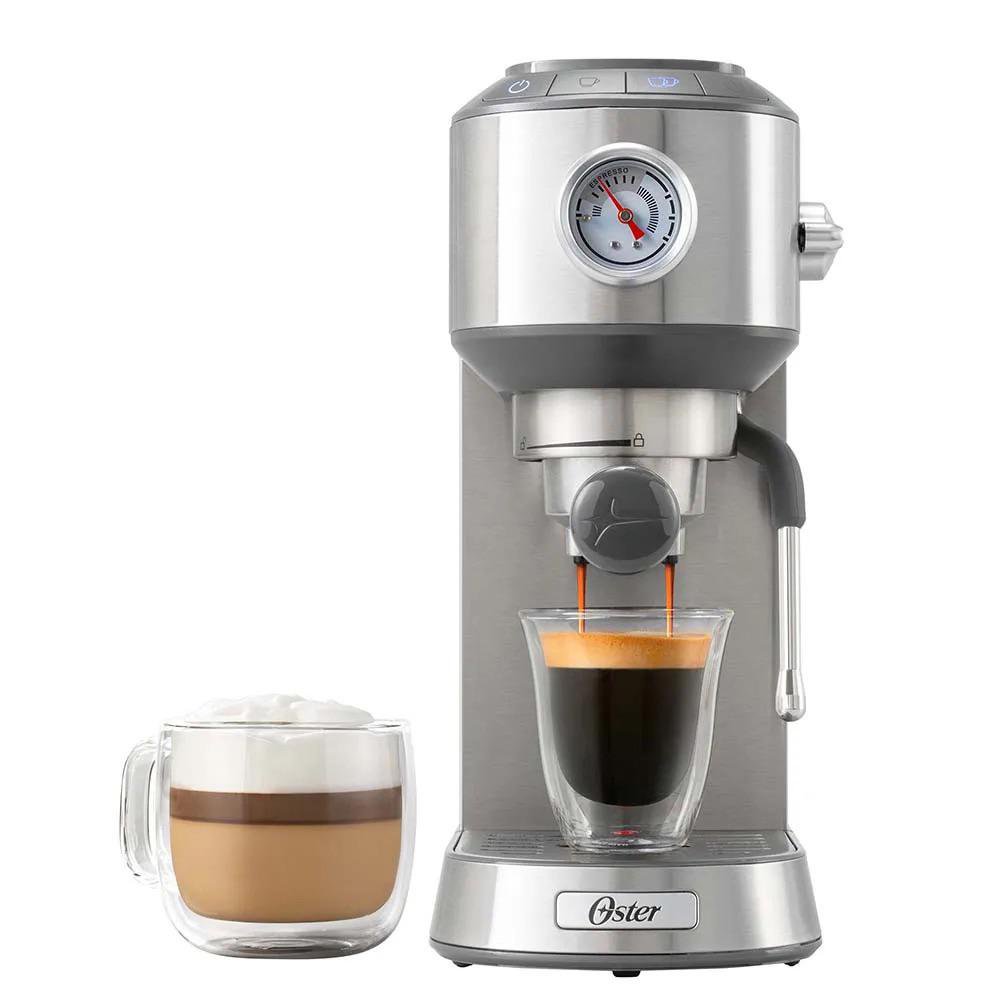 Cafetera Compacta para Espresso y Cappuccino con Espumador de Leche Color Plateado