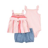 Vestido de Bebé a Rayas Rosadas Chambray Varias Tallas
