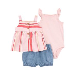 Vestido de Bebé a Rayas Rosadas Chambray Varias Tallas