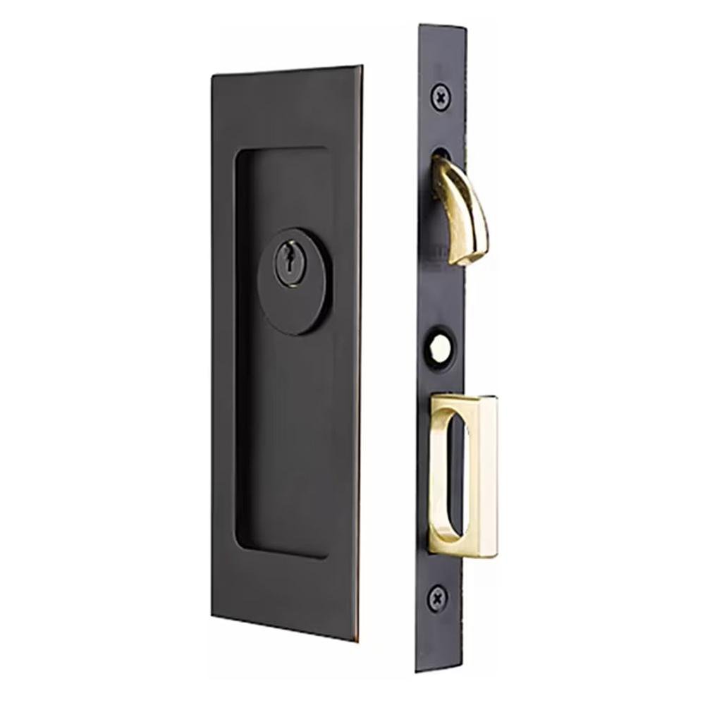 Cerradura Rectangular para Puerta Corrediza Acabado Satinado Color Negro