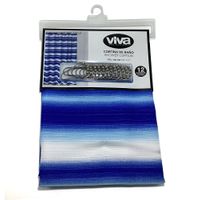 Cortina de Baño Azul con 12 Ganchos