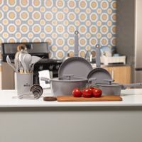 Batería de Cocina 26 Piezas Gris con Antiadherente
