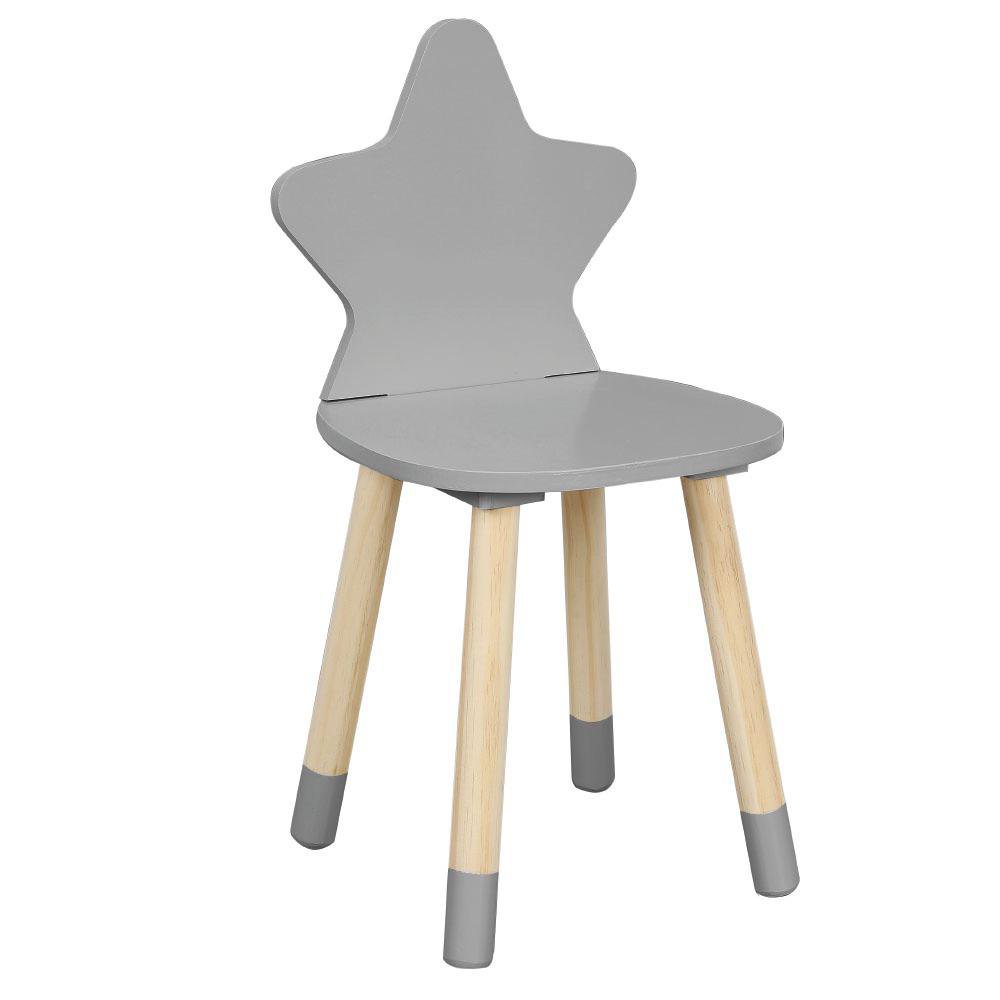 Silla Infantil de Madera con Respaldo de Estrella 27 x 28 x 54 cm Color Gris