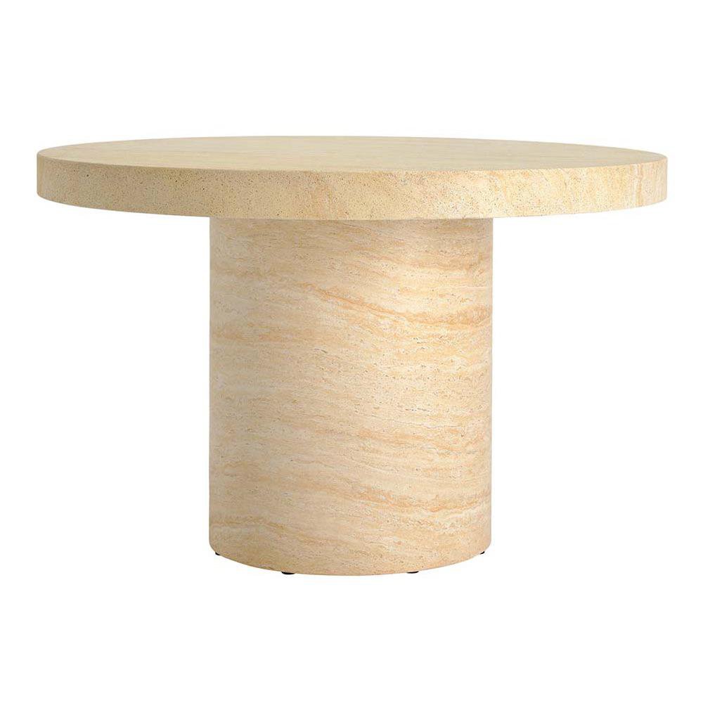 Mesa Redonda Mandy Beige Tipo Travertino 122 cm Mesa Imitación de Concreto Diseño Redondo…