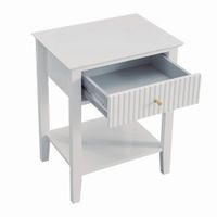 Mesa de Noche Blanca con Cajón y Repisa