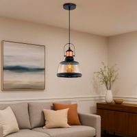 Lampara Colgante de Cristal Columba I Negro y Dorado 60 W