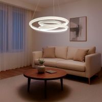Lámpara Circular LED de Colgar Blanco y Madera