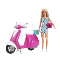 Muñeca Barbie con Moto Scooter Rosa