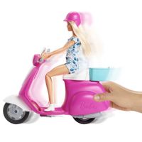 Muñeca Barbie con Moto Scooter Rosa