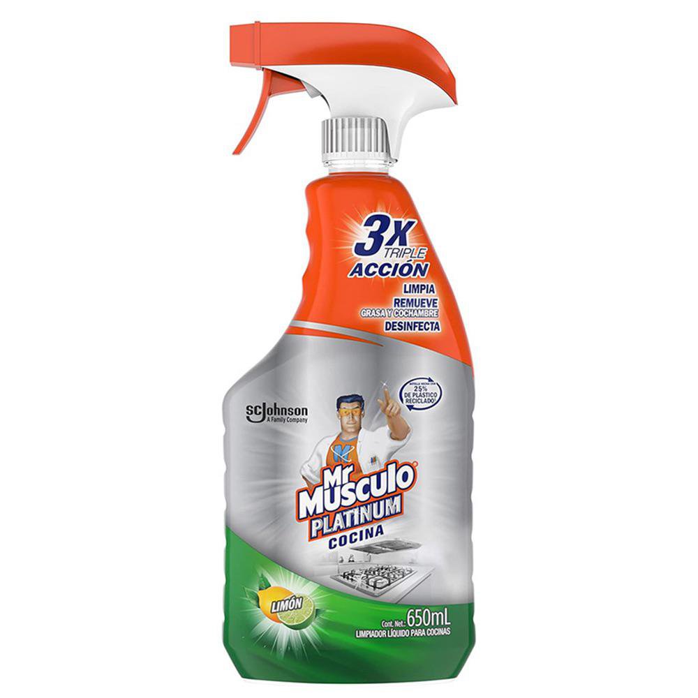 Limpiador para Cocina Mr. Músculo Platinum Triple Acción Aroma Limón de 650 ml