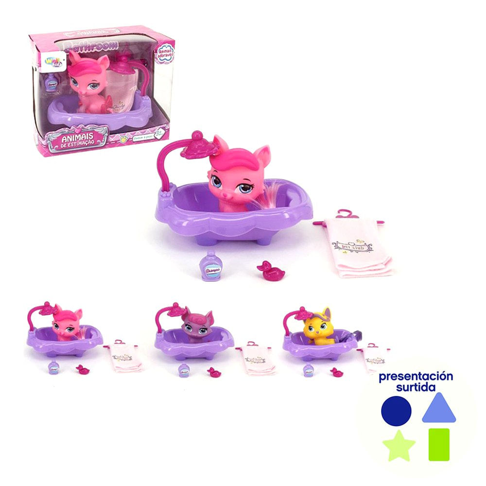 Set de Mascota Pet Club con Bañera y Accesorios 3+ Años Presentación Surtida Set de Mascot…