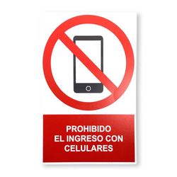 Rótulo de Prohibido el Uso de Celulares 12 x 18 Cm