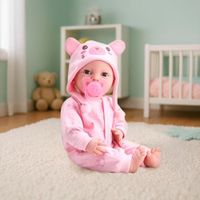 Muñeca Bebé Recién Nacida con Pijama Rosa y Accesorios
