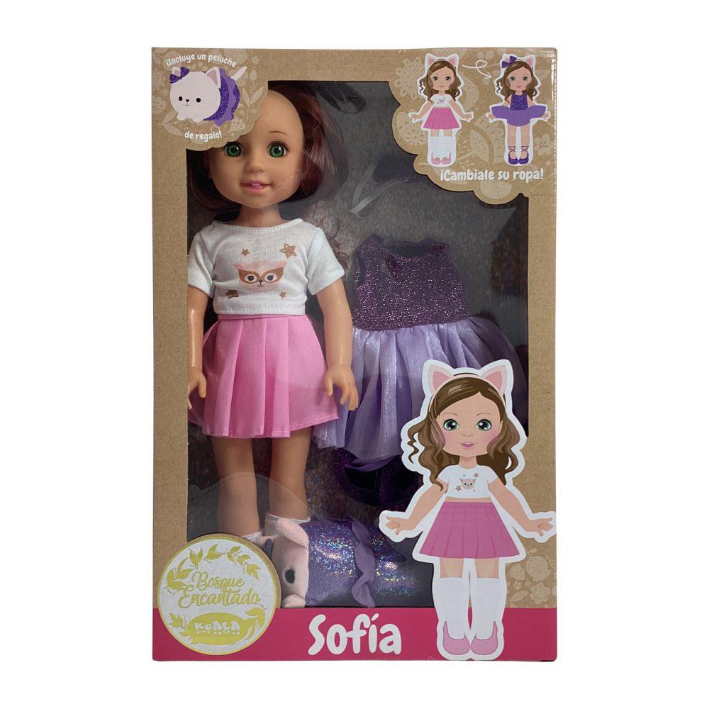 Muñeca Sofía Bosque Encantado con Vestido Extra y Peluche