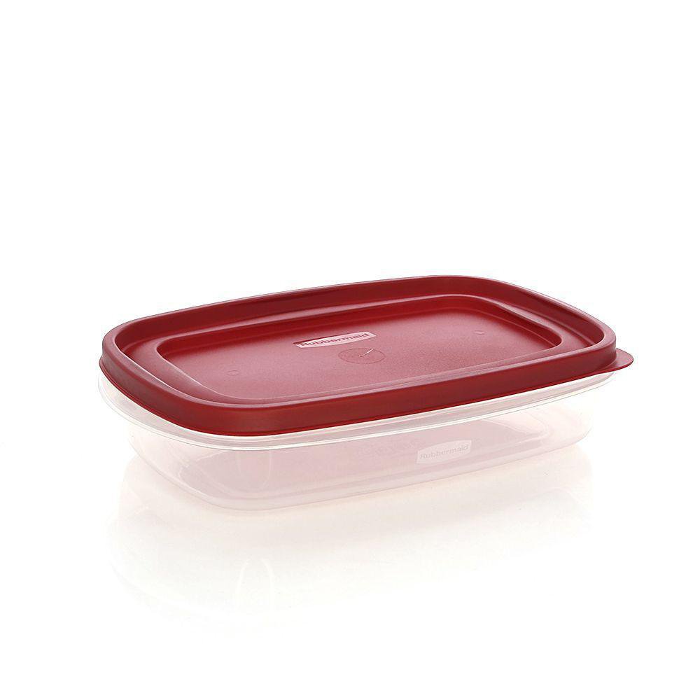 Contenedor Hermético Rectangular de 5.5 Tazas con Tapadera Color Rojo