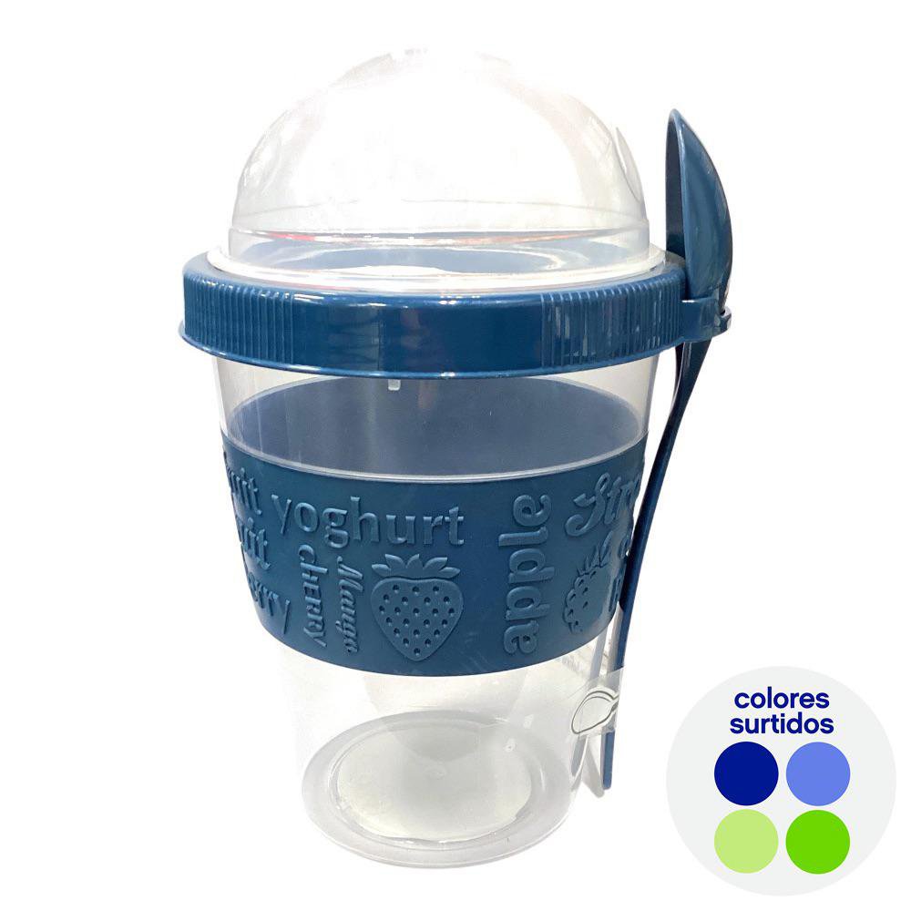 Vaso para Yogurt con Cuchara y Tapadera - Color Surtido Vaso para Yogurt con Cuchara y Tapadera Color Surtido