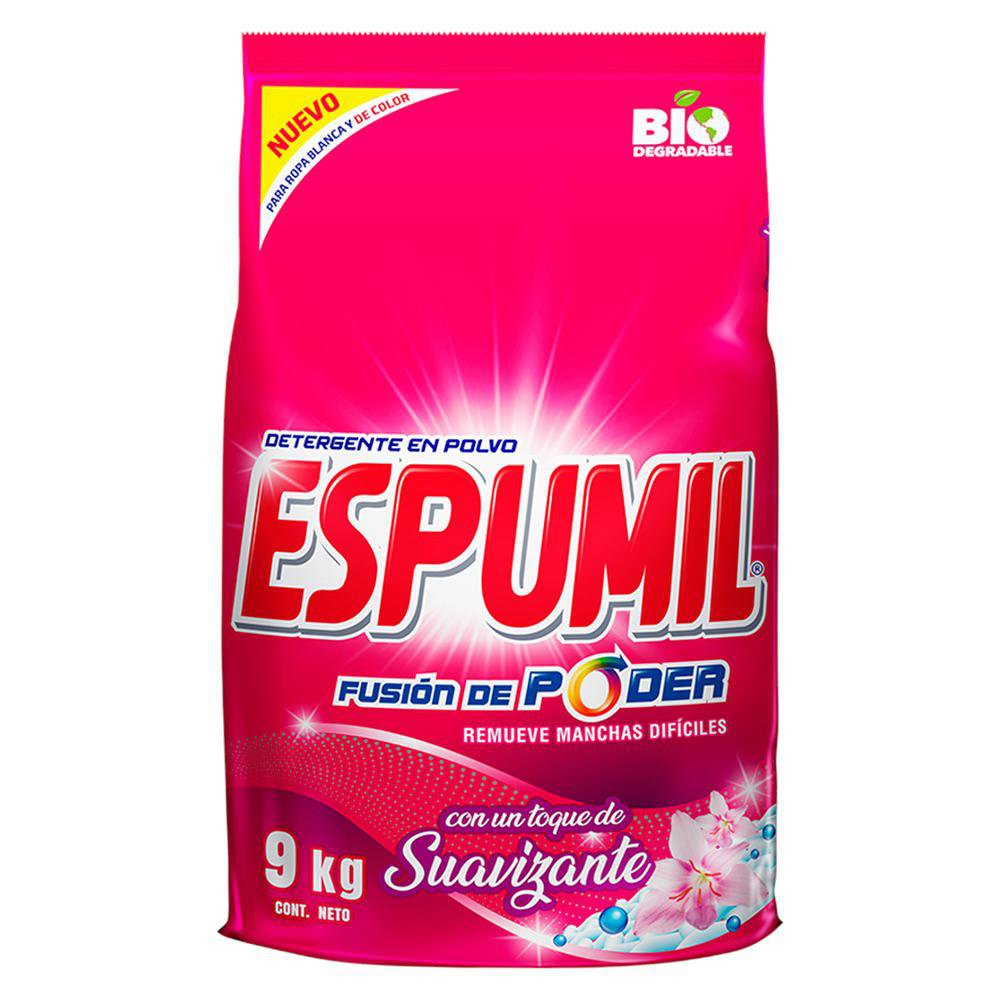 Detergente para Ropa Espumil en Polvo Fusión Poder con Suavizante de 9 kg