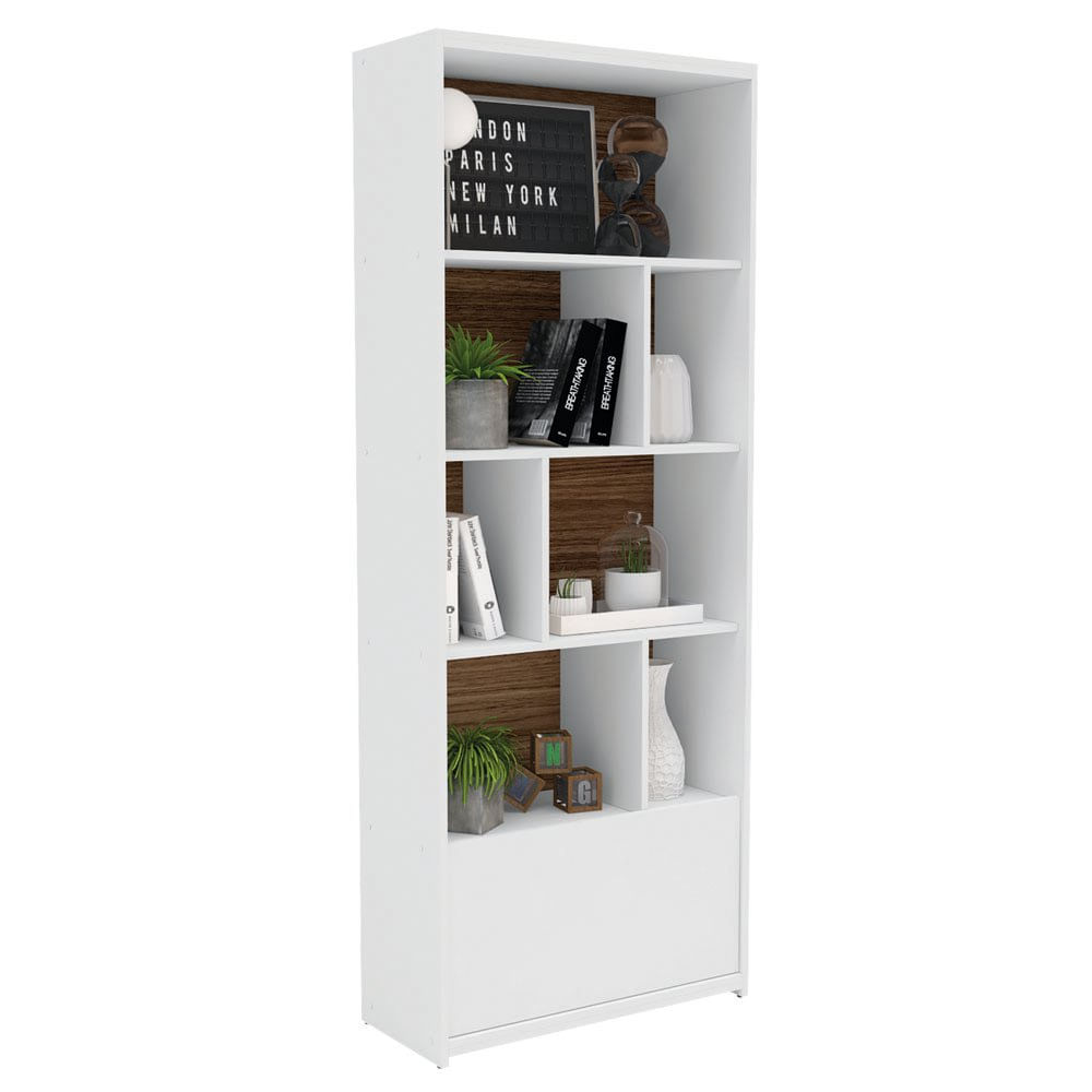 Librera Montreal de 1 Puerta 70 x 30 x 180 cm Color Blanco
