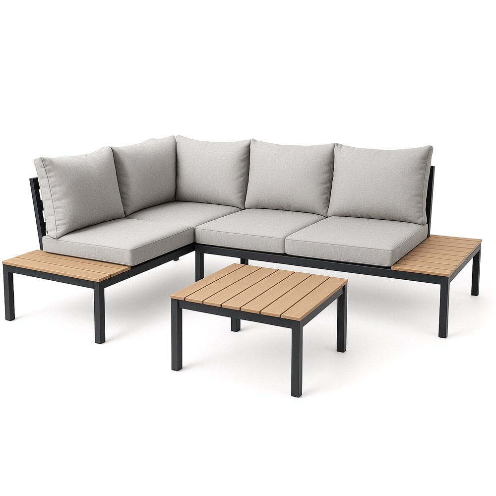 Set de Jardín Kefrén Esquinero Beige con Gris