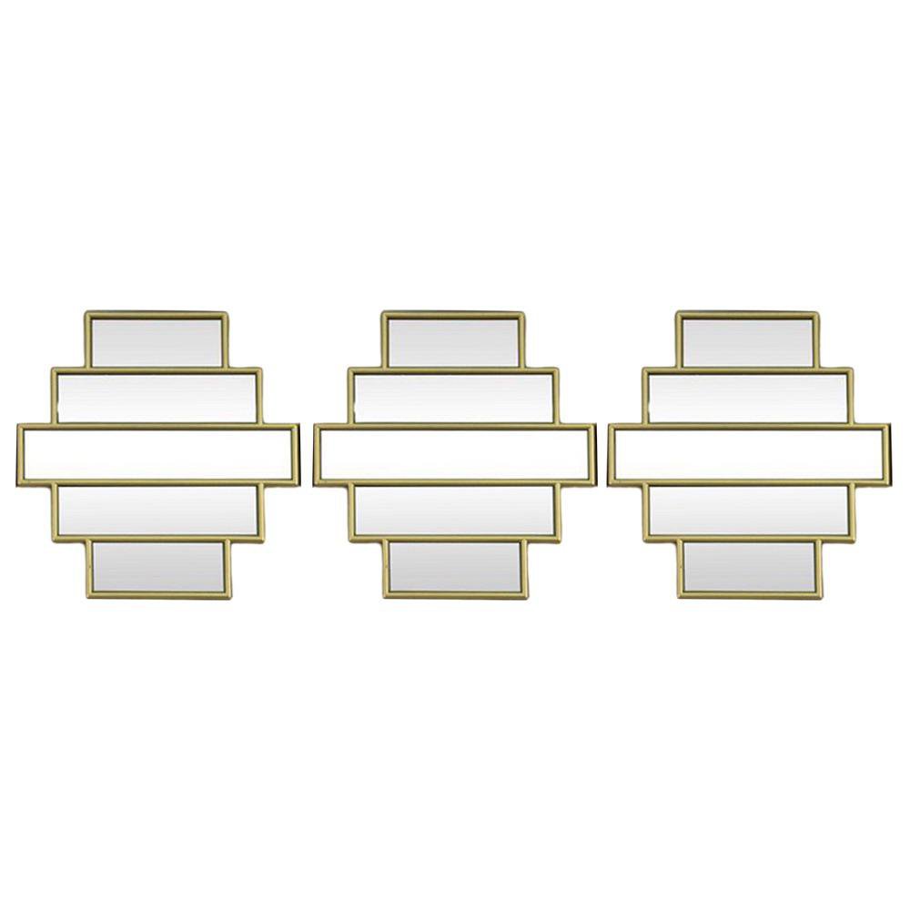 Set de 3 Espejos 25 x 25 x 1.5 cm Color Dorado Diseño Panal