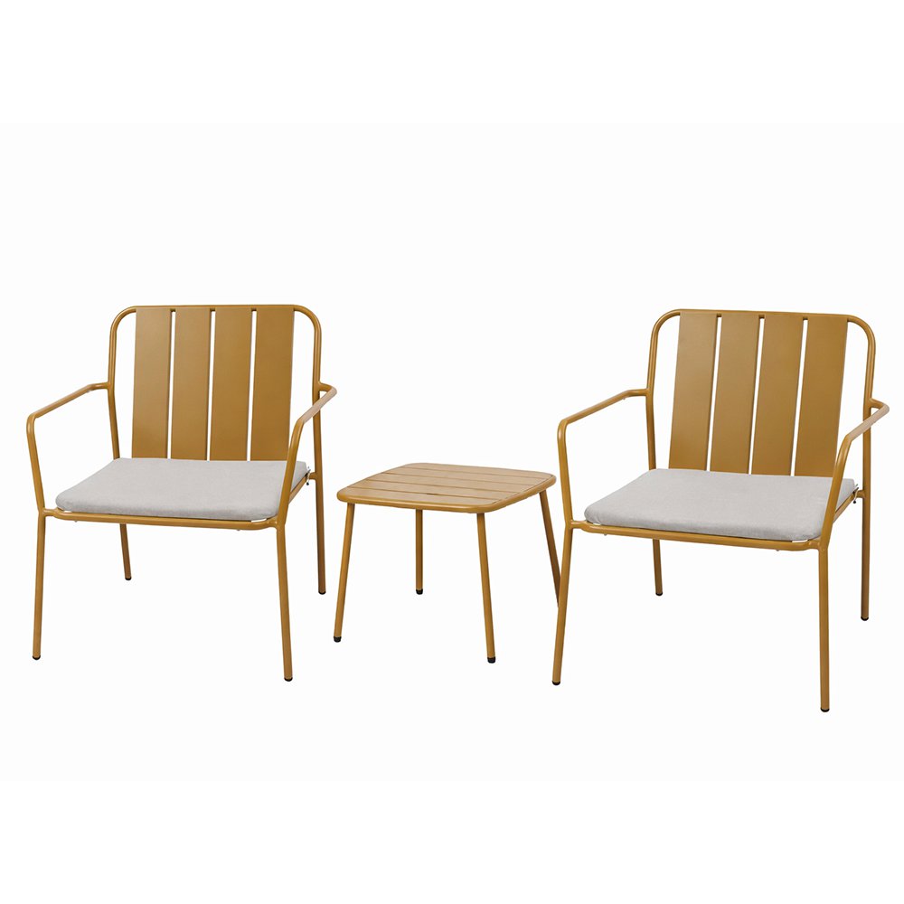 Set de Mesa y Sillas de Acero Relax 3 Piezas Color Café Set Relax Café Con Sillones Y Mesa…